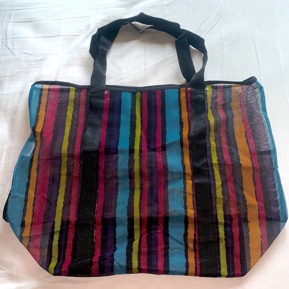 Never Used Large Colorful Sturdy Mesh Bag. Perfect for Beach or Family Outing!